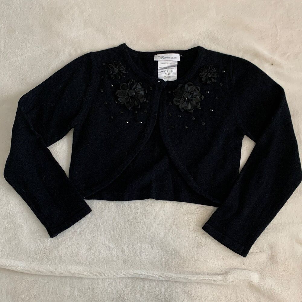 Girls black bolero sweater size 6